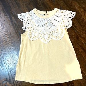 See By Chloe White Cream Top-cap sleeve, eyelet sz S